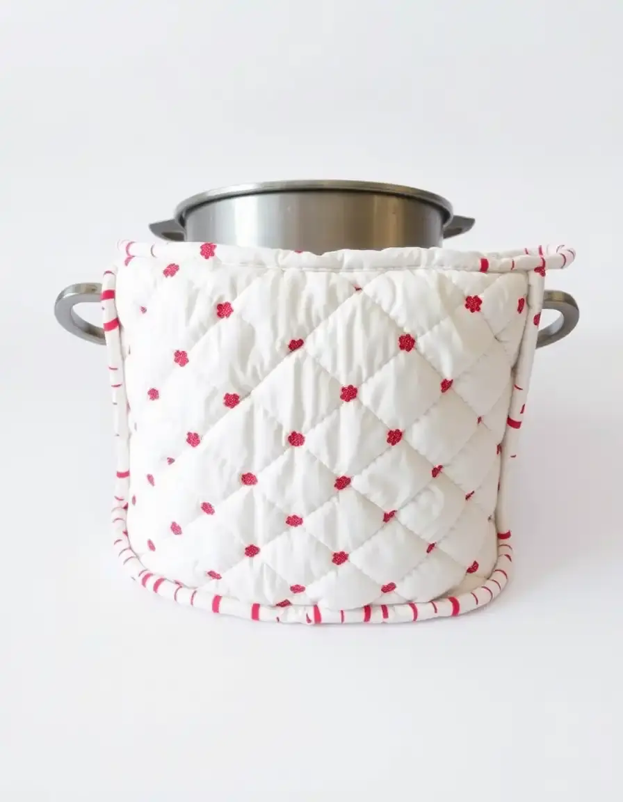 Presina in cotone trapuntato con pattern rossi