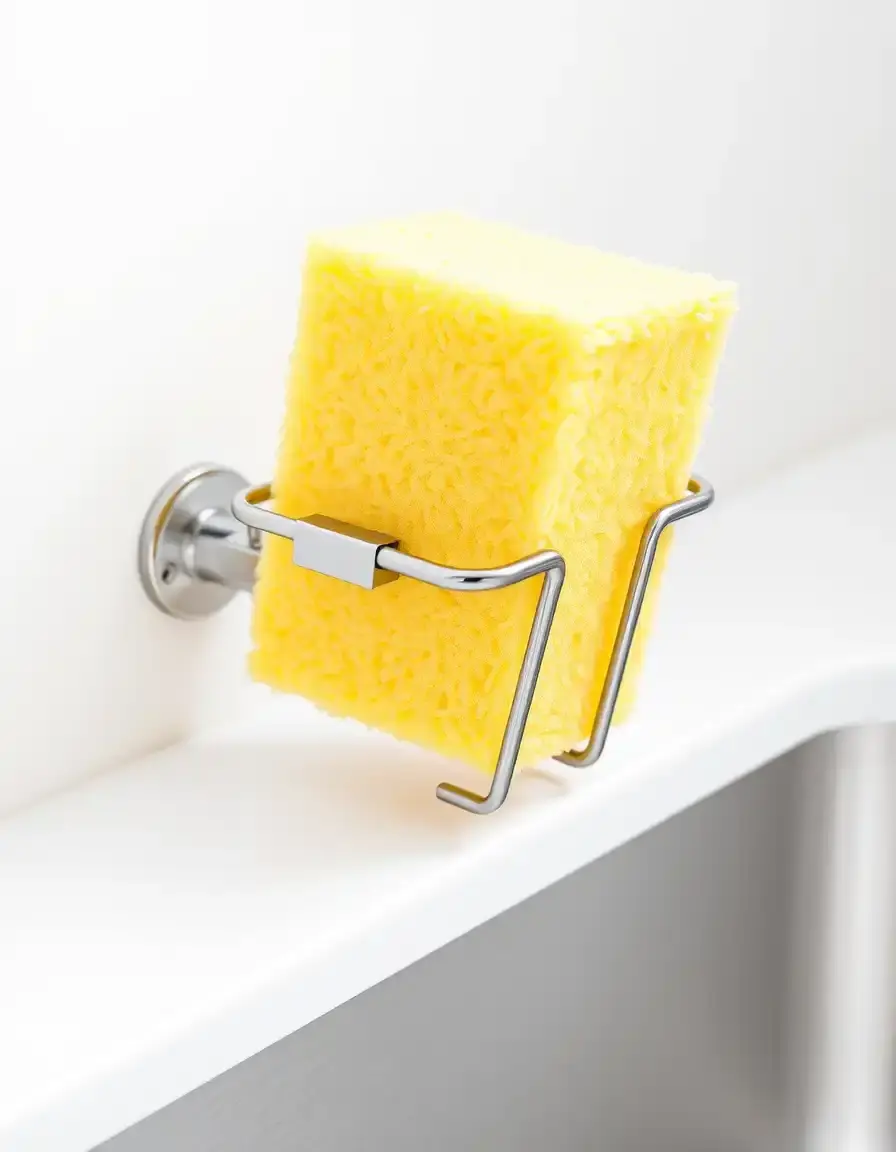 Porta spugna a clip in acciaio inox per bordo lavello