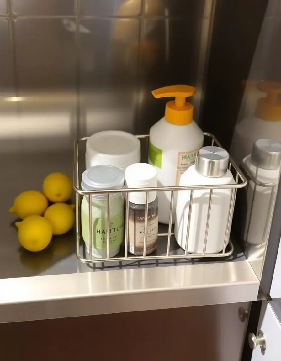 Organizzatore per lavello in acciaio inox per isola cucina