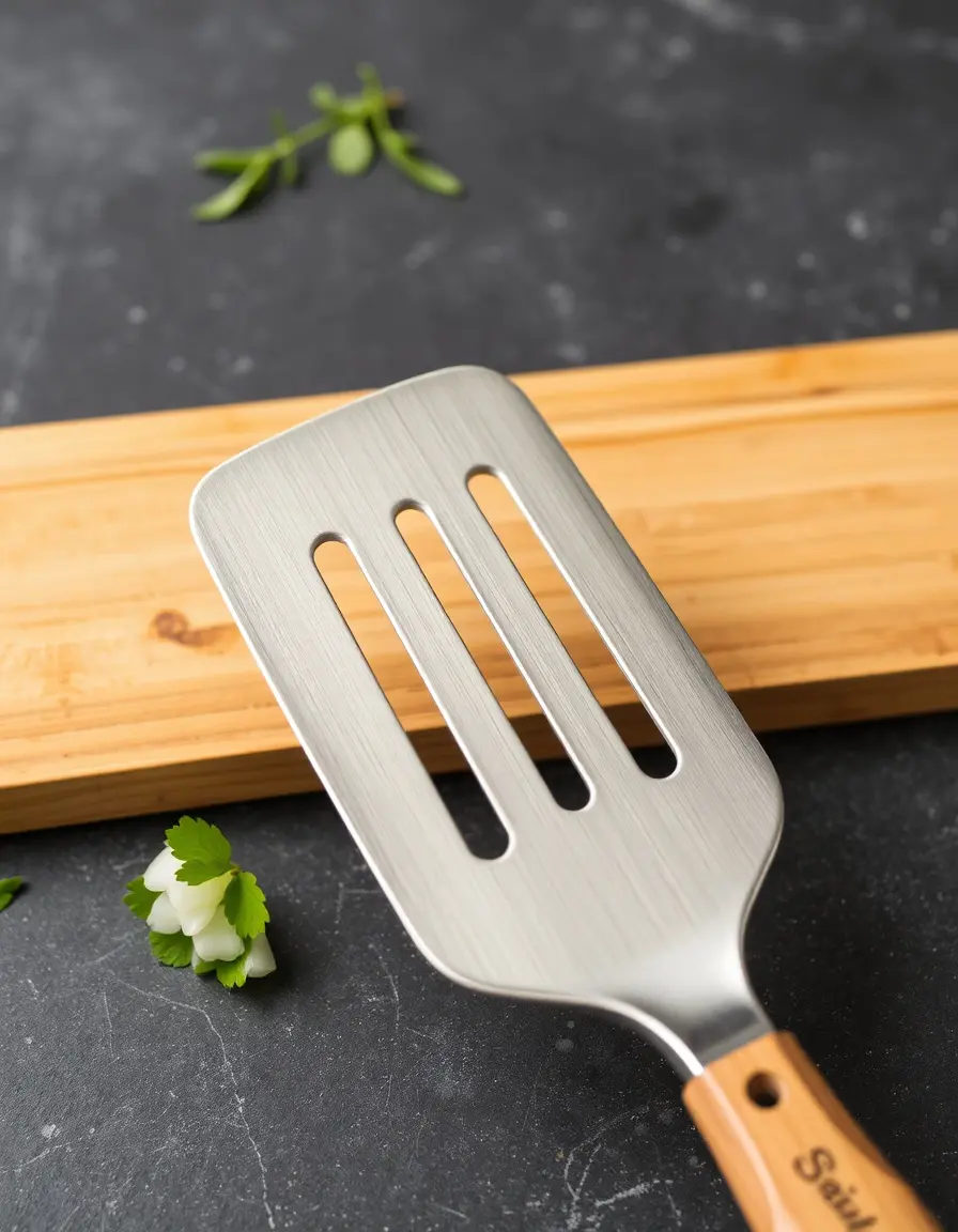 Fish Slice spatola fessurata con manico in legno