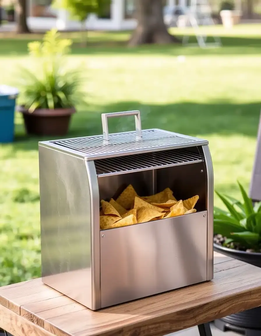 Scatola per affumicatura in acciaio inox per trucioli di legno