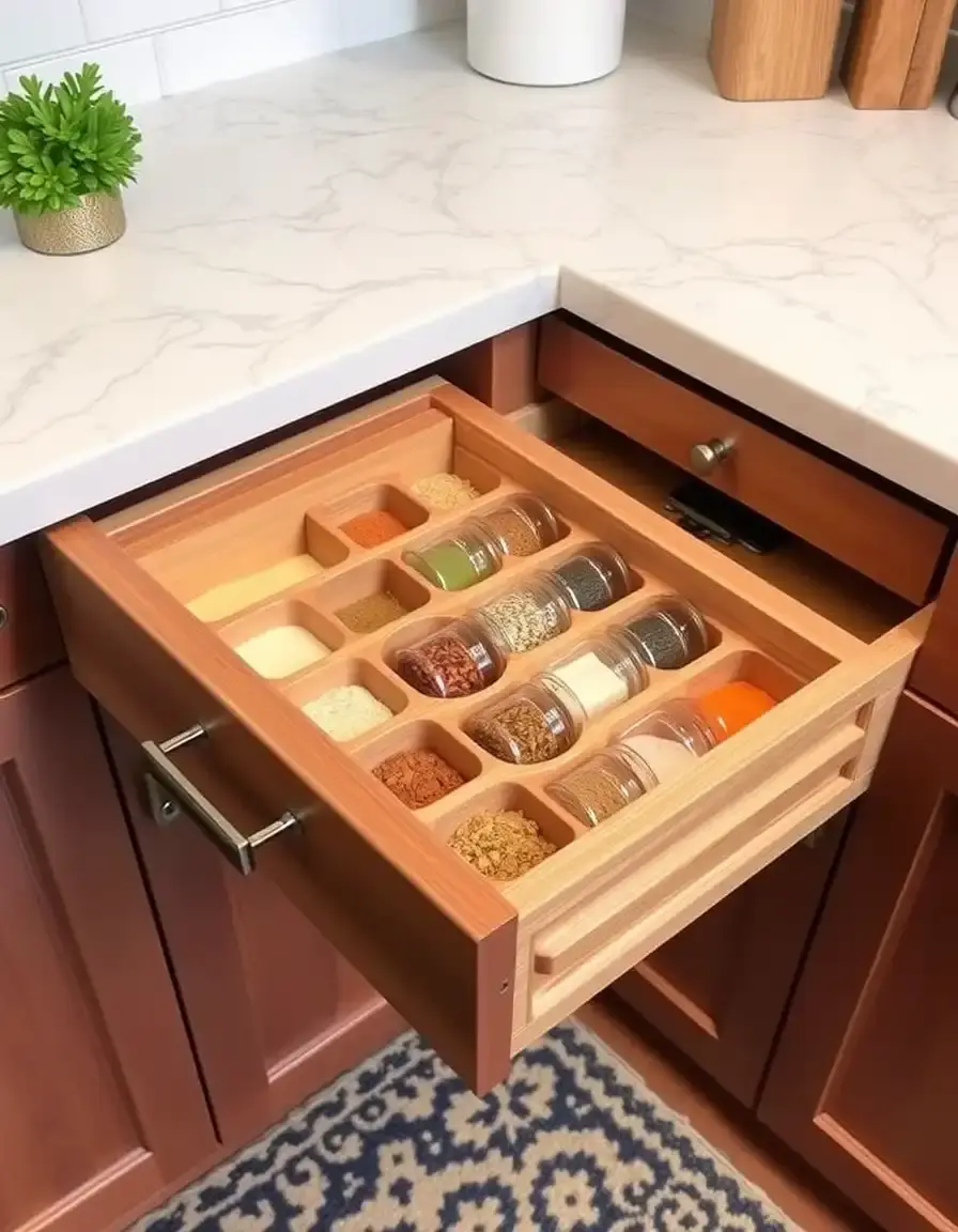 Spice Drawer Insert in bambù per cassetti cucina