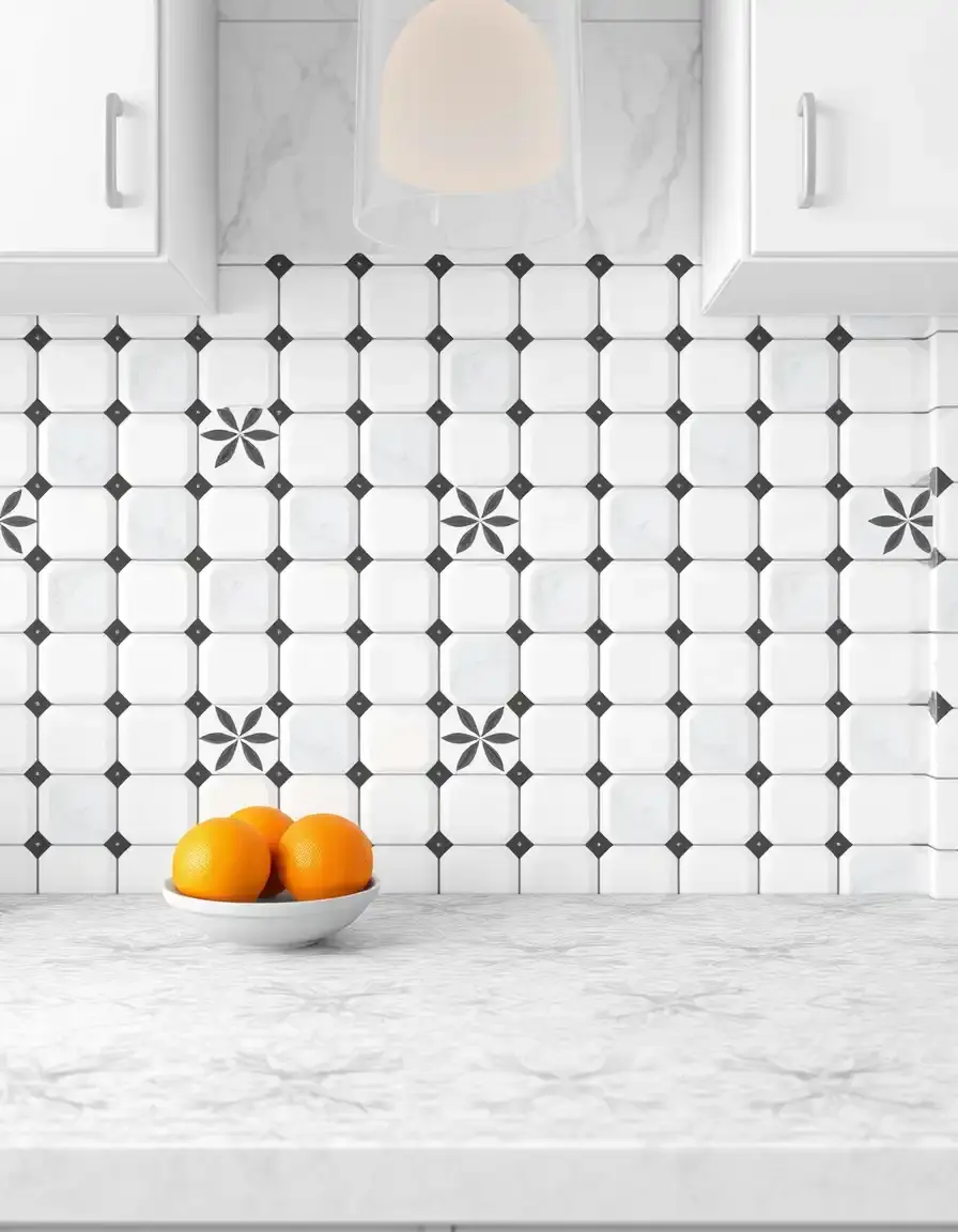 Backsplash Mat adesivo in vinile con motivo a piastrelle
