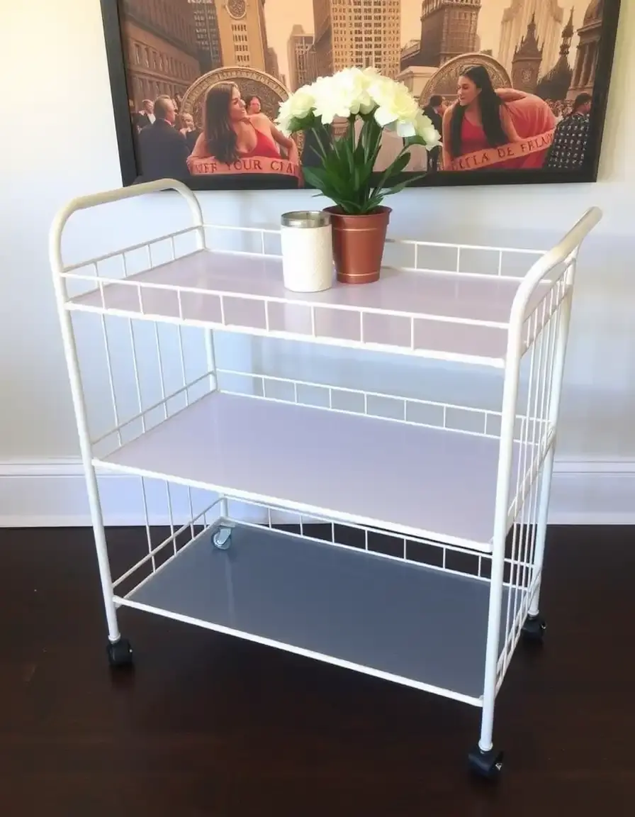 Mobile dispensa cucina carrello rolling cart a 3 livelli in metallo bianco