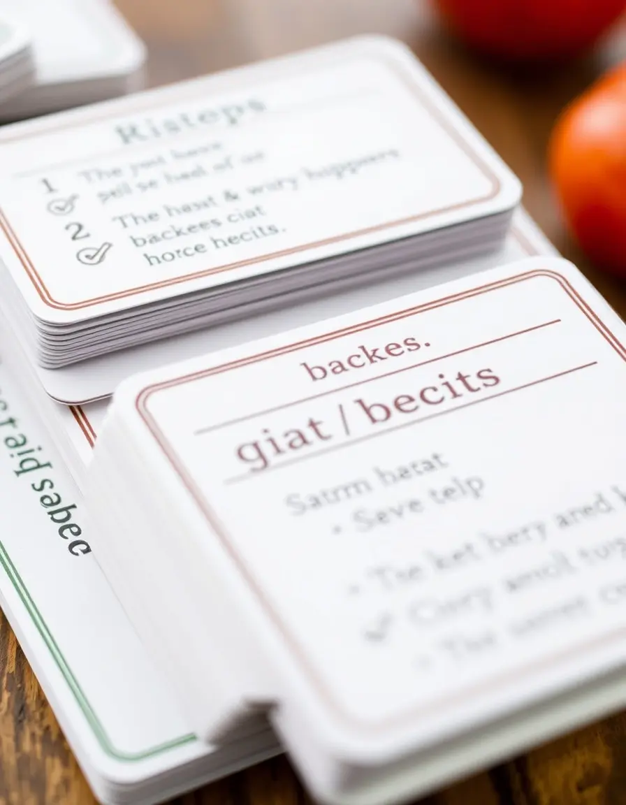 Carte illustrate con ricette rapide per la cena