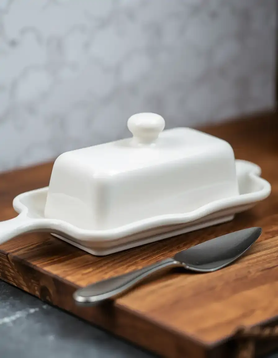 Burriera in ceramica con coltello per colazione