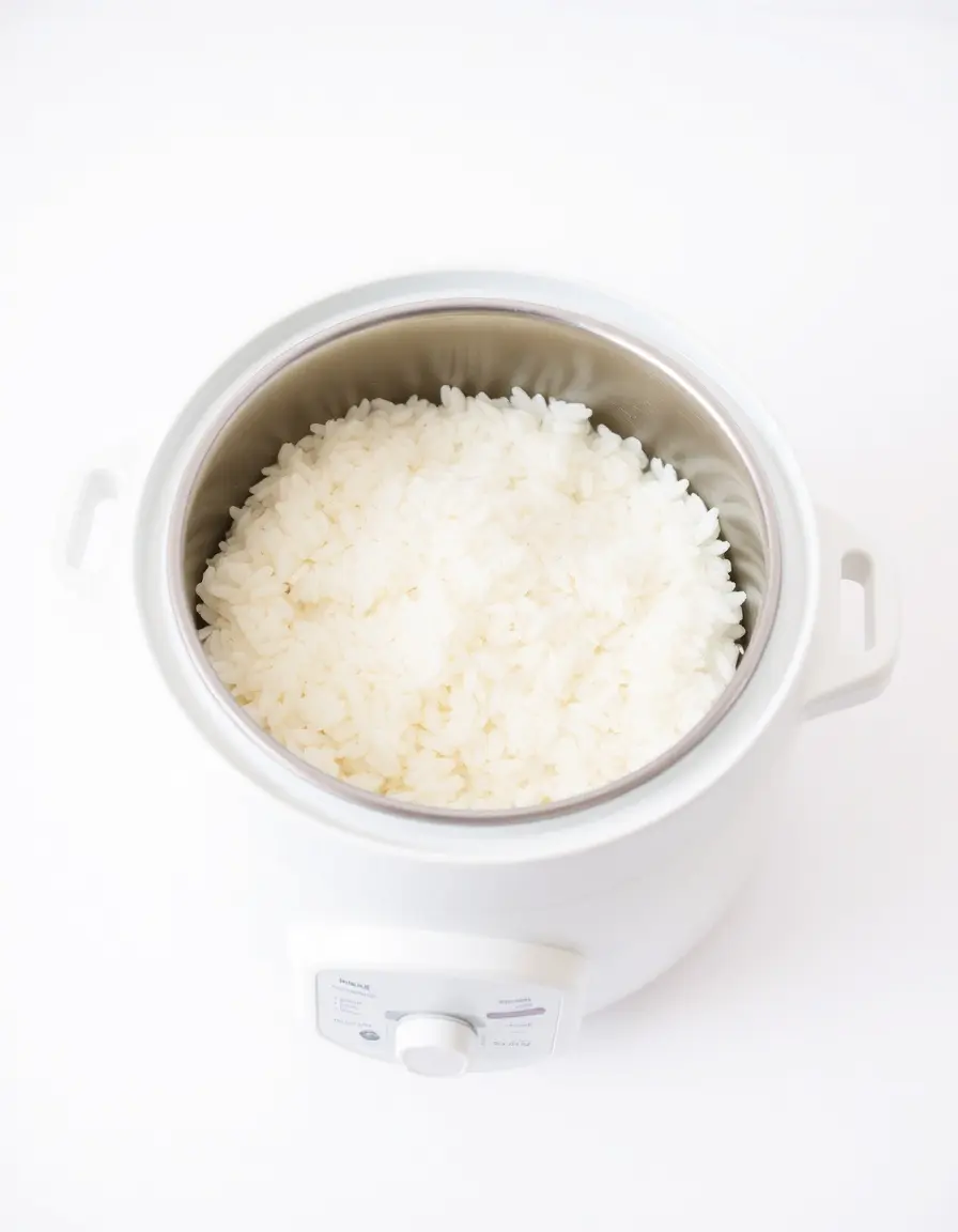 Cuociriso elettrico bianco con contenitore antiaderente