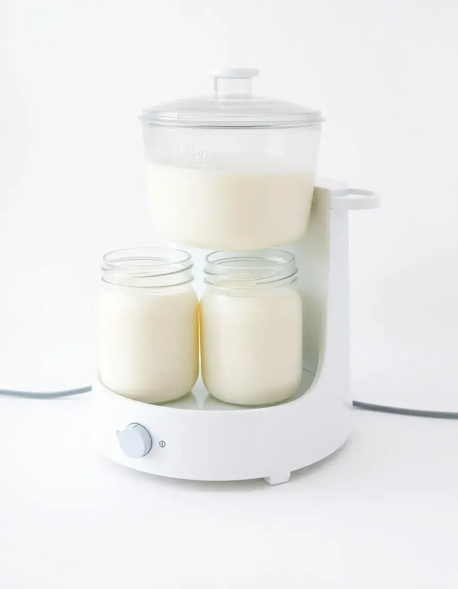 Yogurtiera elettrica bianca con vasetti in vetro