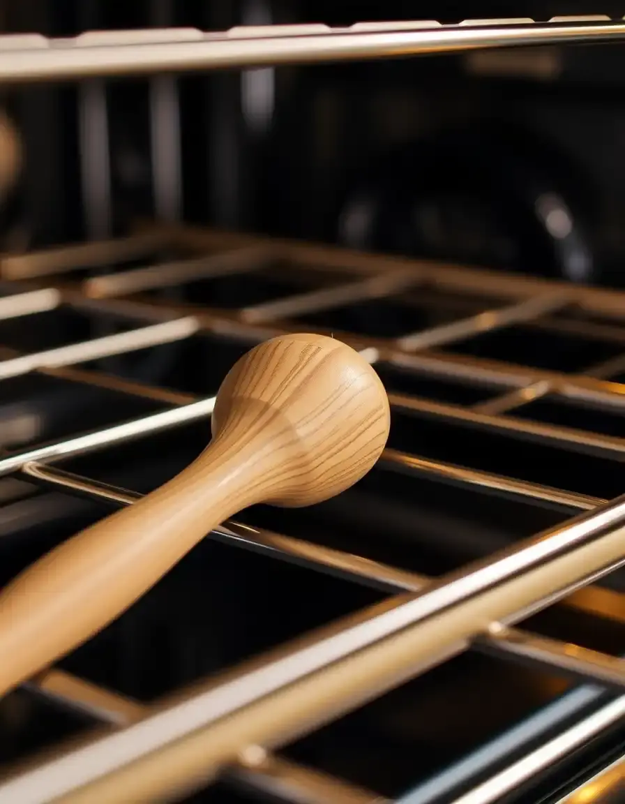 Utensile in legno per spingere griglie forno oven rack pusher