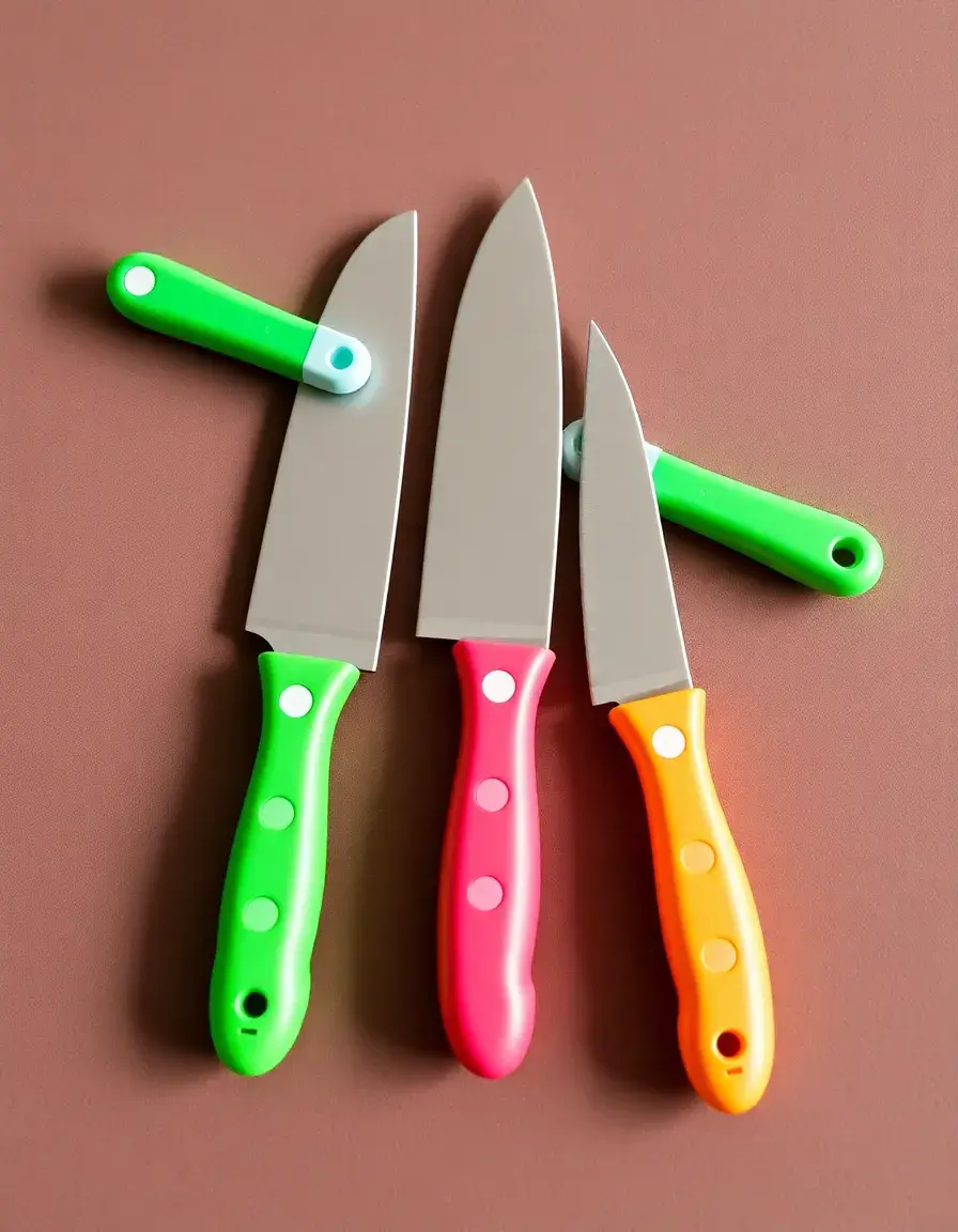 Set di coltelli in plastica colorata per bimbi per cucinare in sicurezza