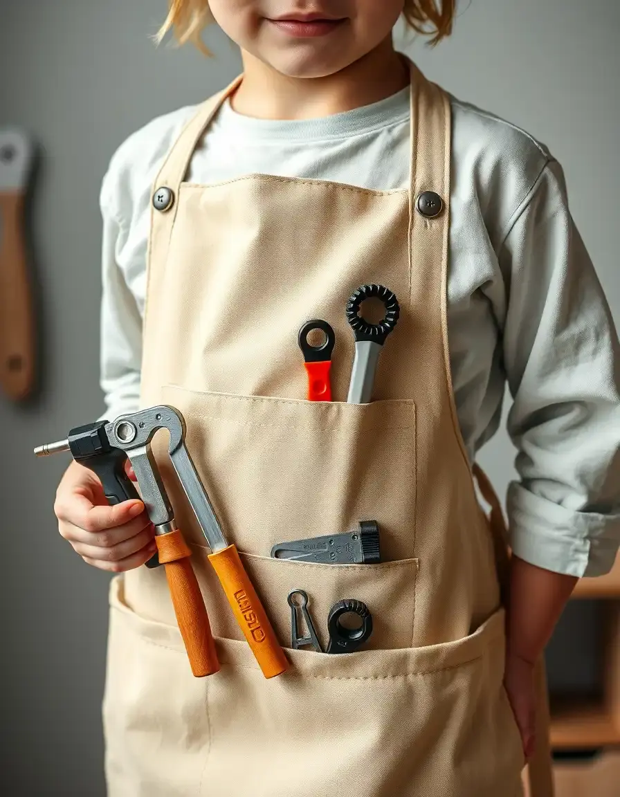 Grembiule regolabile per bambini con tasche per utensili da cucina