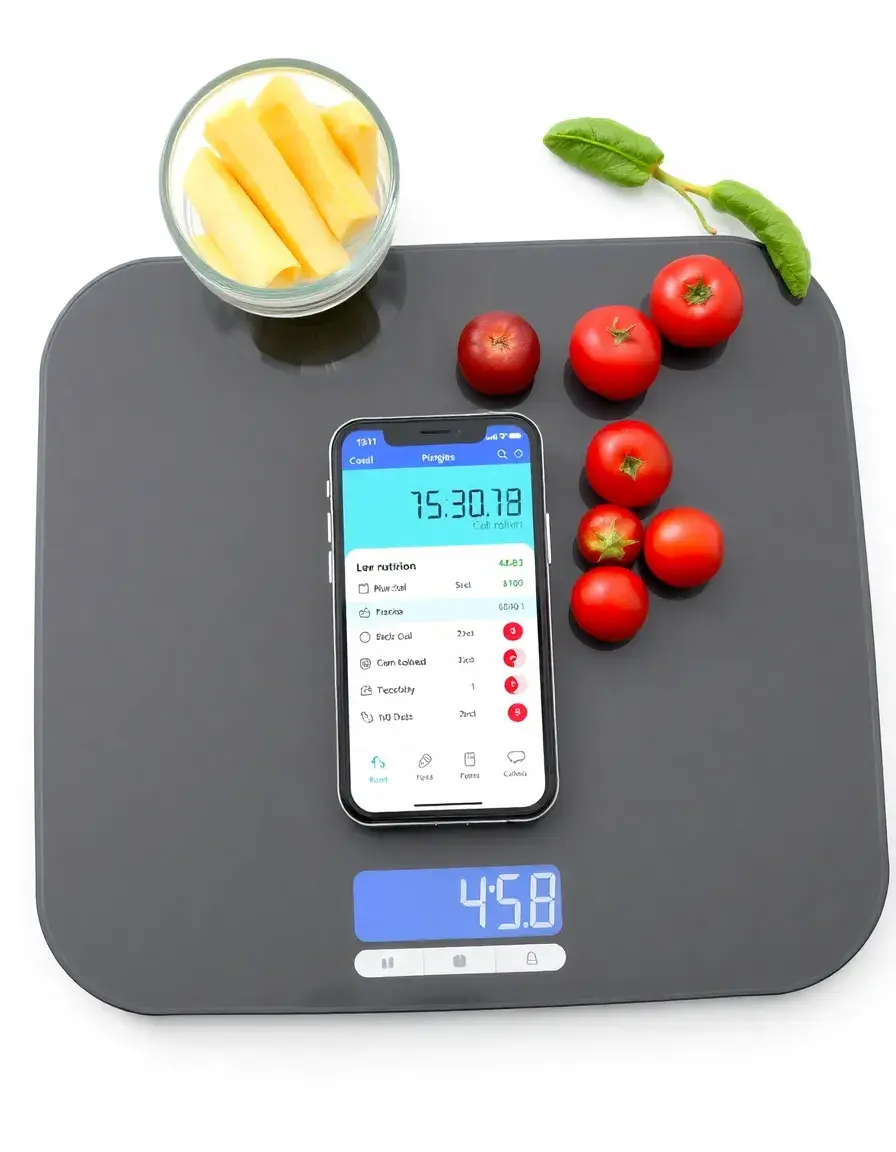Bilancia nutrizionale digitale in vetro con connessione app