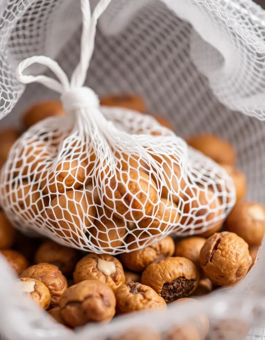 Sacchetto a rete per bollitura castagne