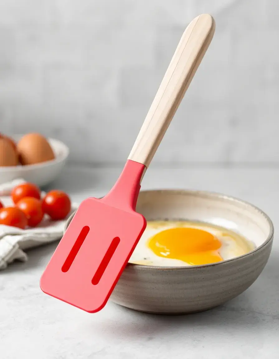 Spatola ergonomica per girare le uova in padella