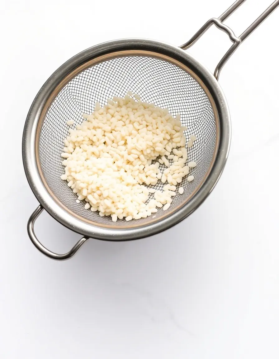 Colino a maglia fine in acciaio inox per risciacquare la quinoa