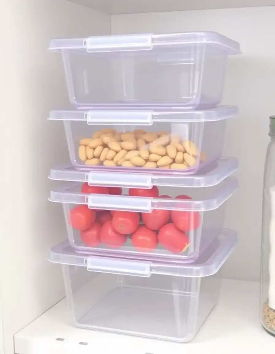 Stackable Storage Bins trasparenti impilabili per dispensa cucina