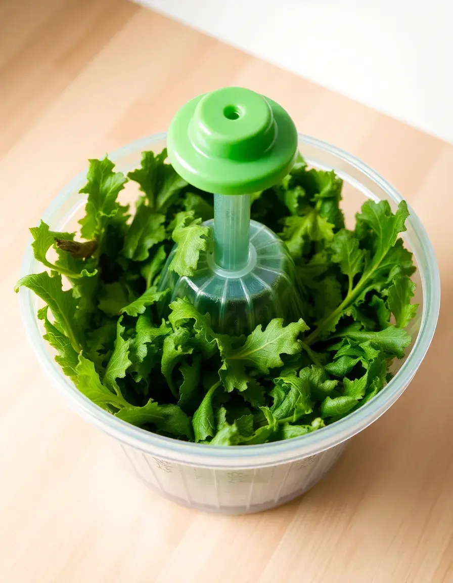 Centrifuga per insalata grande con coperchio verde per verdure croccanti