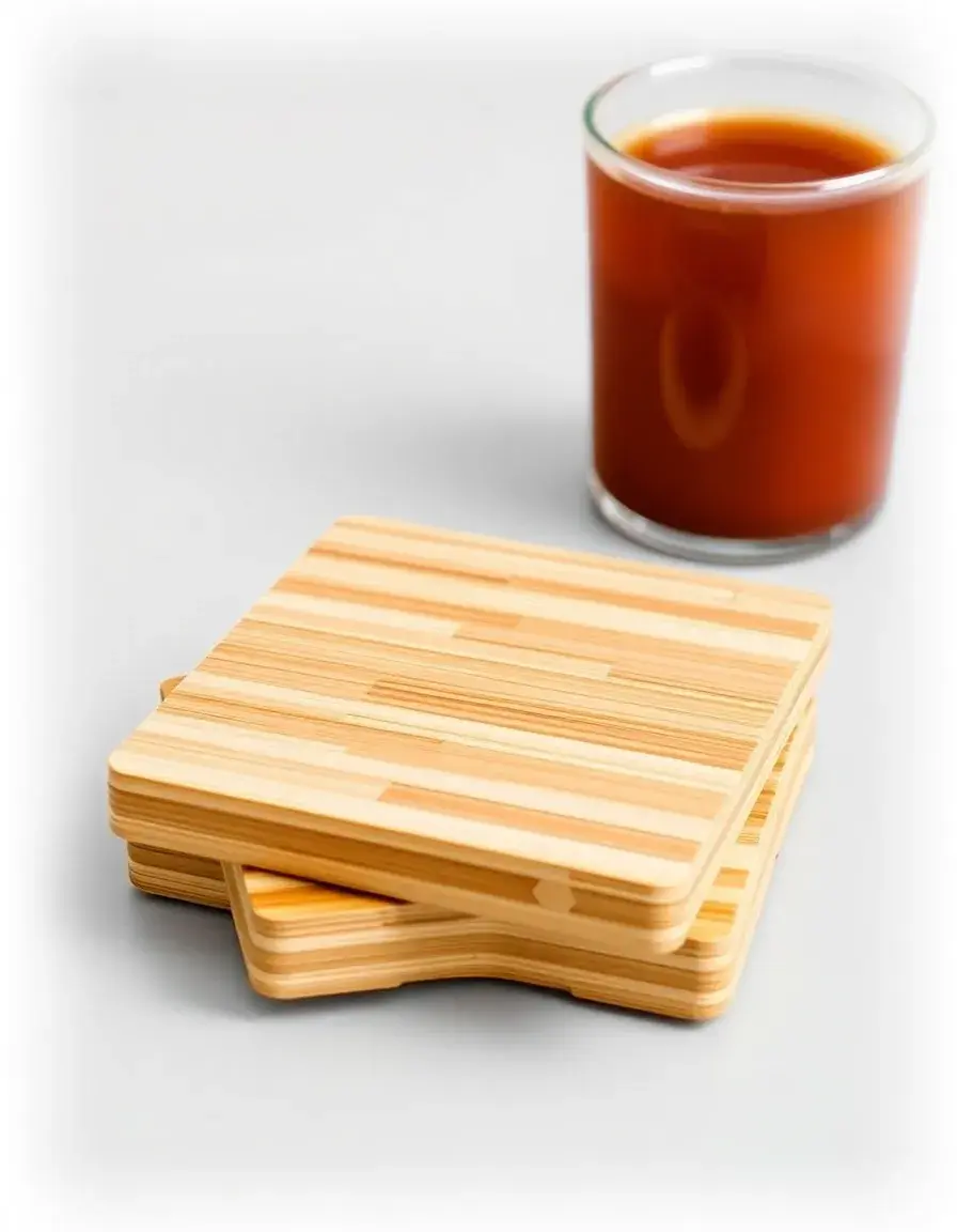 Set di sottobicchieri in bambù naturale con supporto per cucina
