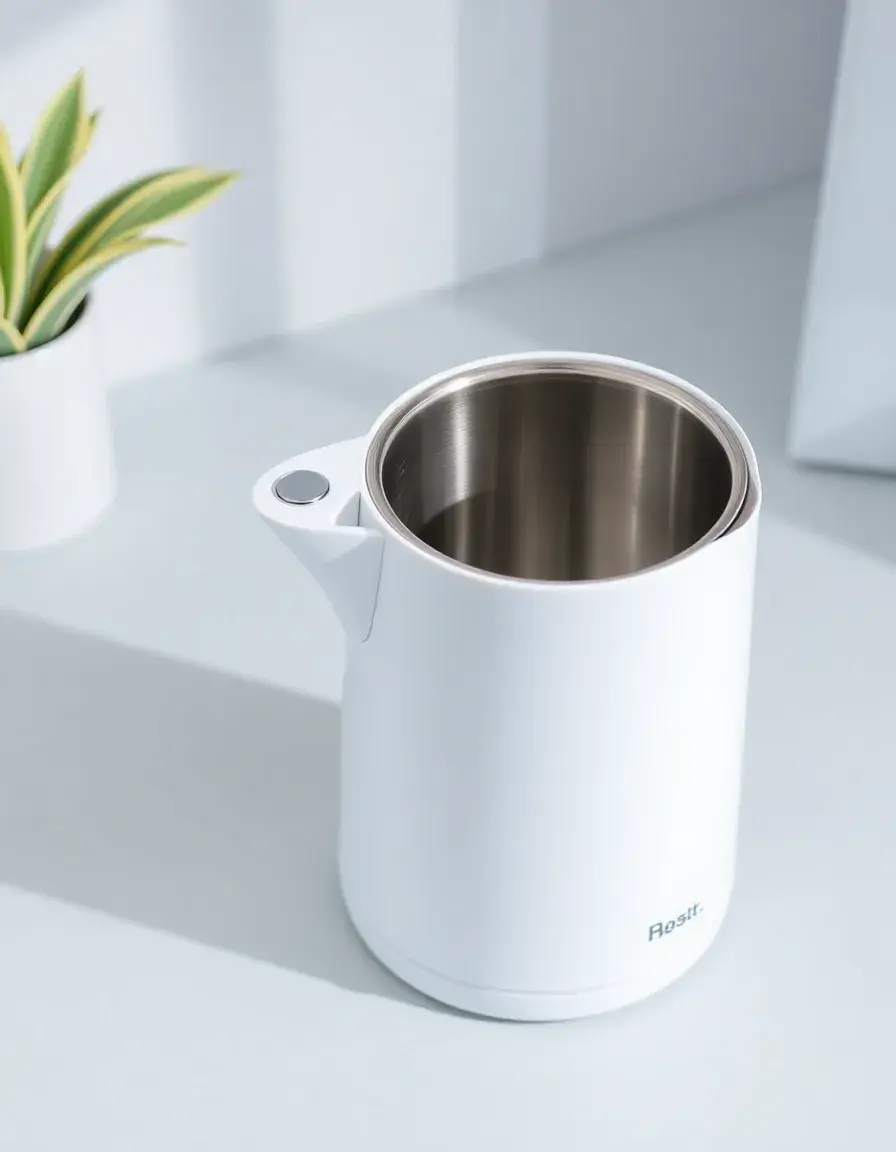 Bollitore elettrico bianco cordless dal design moderno