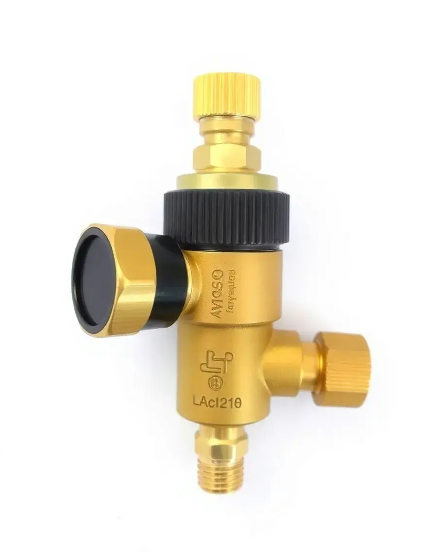Regolatore di pressione gas in ottone con valvola di sicurezza