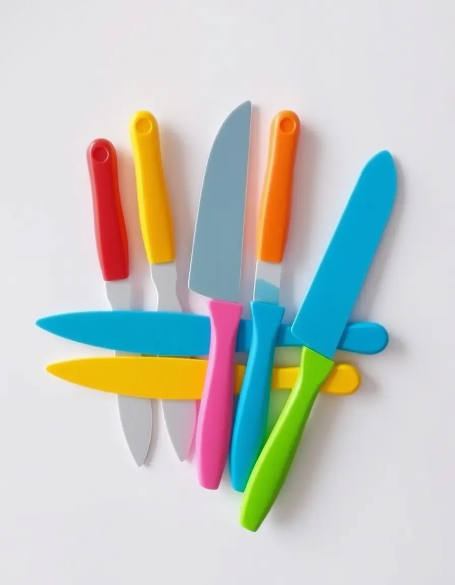 Set di coltelli giocattolo in plastica colorata per bambini cucina giocattolo