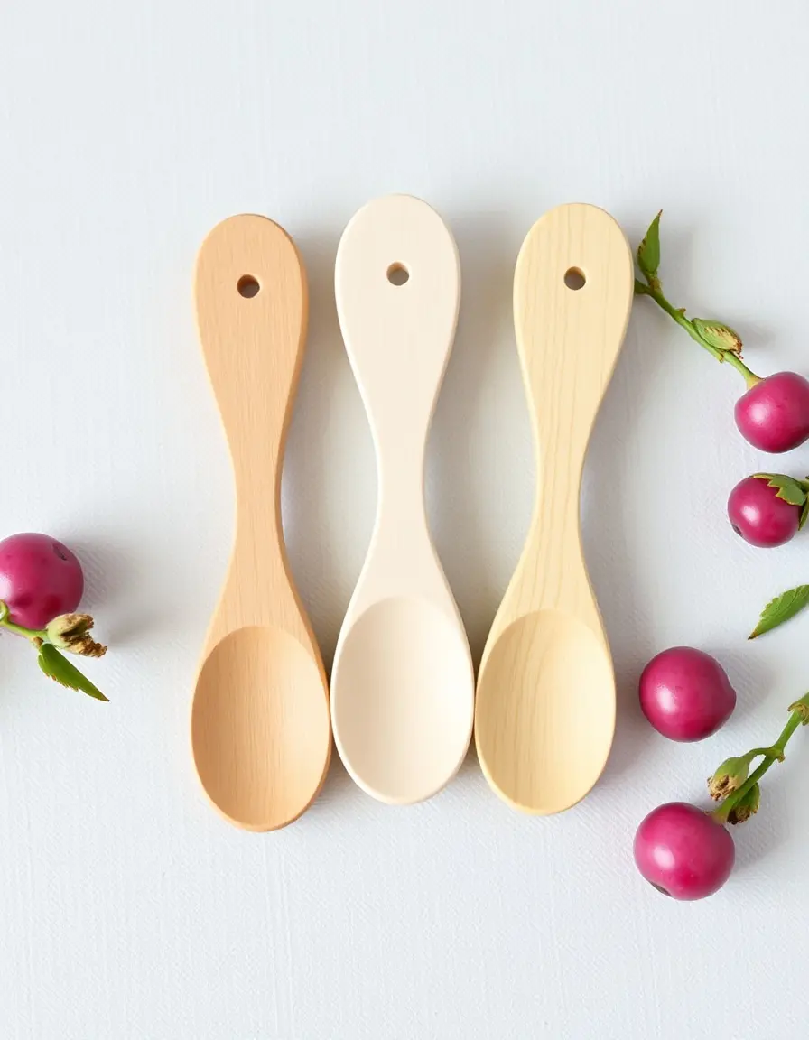 Set di mini cucchiai di legno naturali per bambini cucina giocattolo