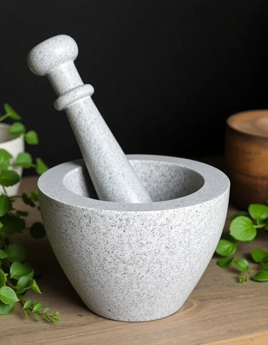 Pestello in granito grigio per cucina muratura moderna