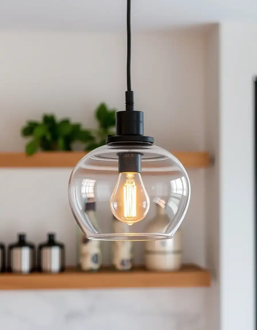 Lampada a sospensione moderna in vetro per cucina muratura