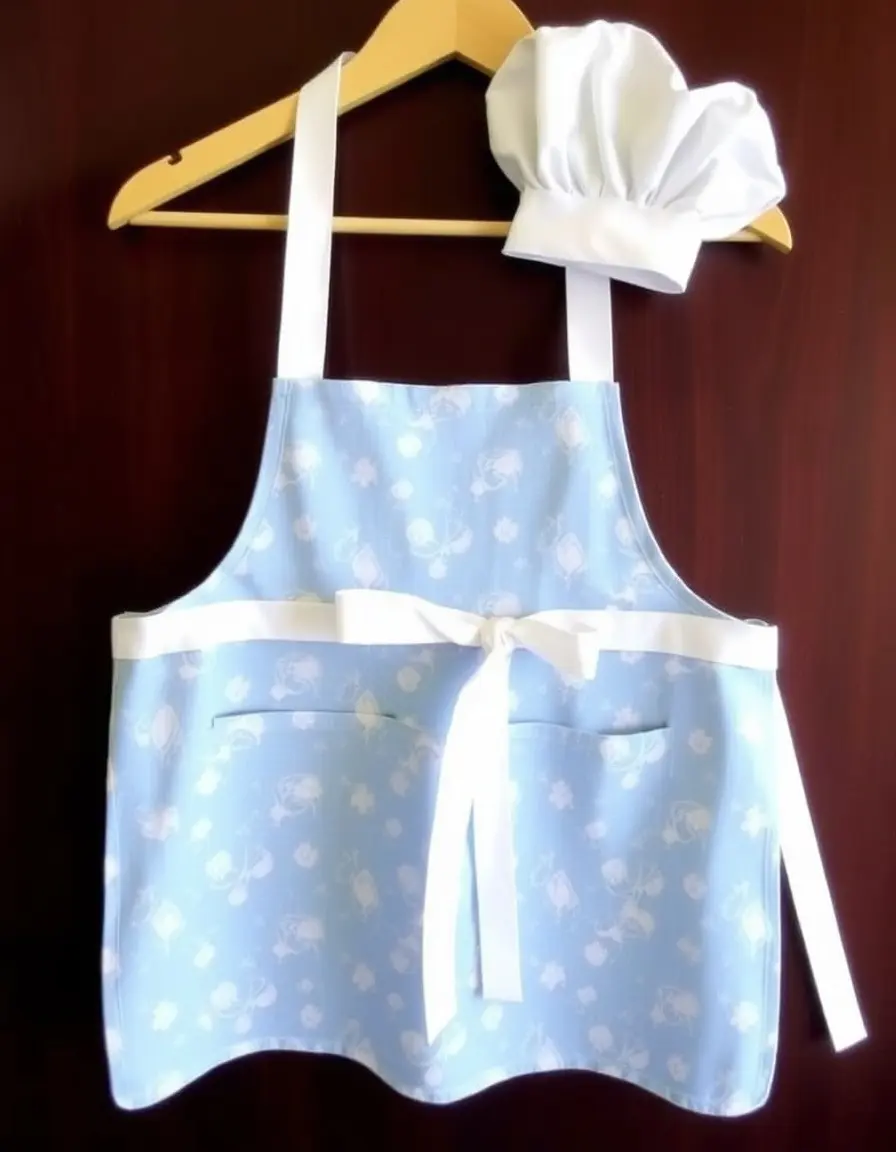 Set grembiule e cappello da chef per bambini in cotone a fantasia