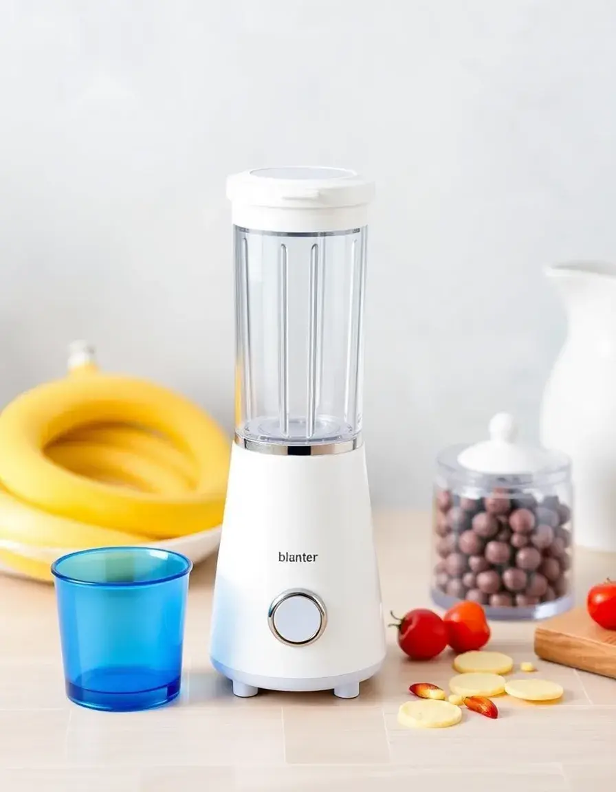 Mini frullatore personale bianco compatto con bicchiere