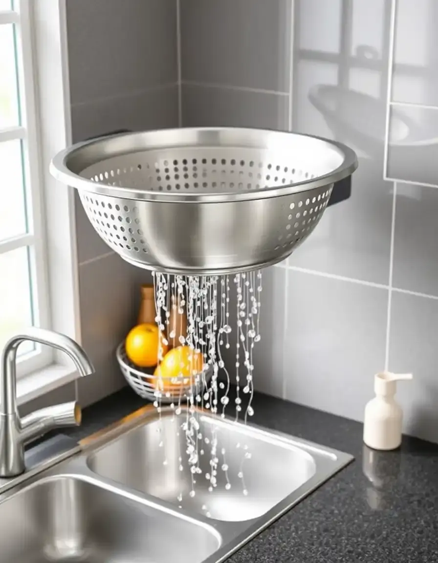 Scolapasta estensibile in acciaio inox sopra il lavello