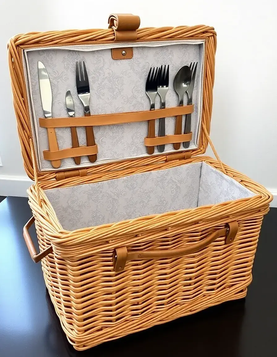 Cesto da picnic in vimini per 4 persone dal design classico