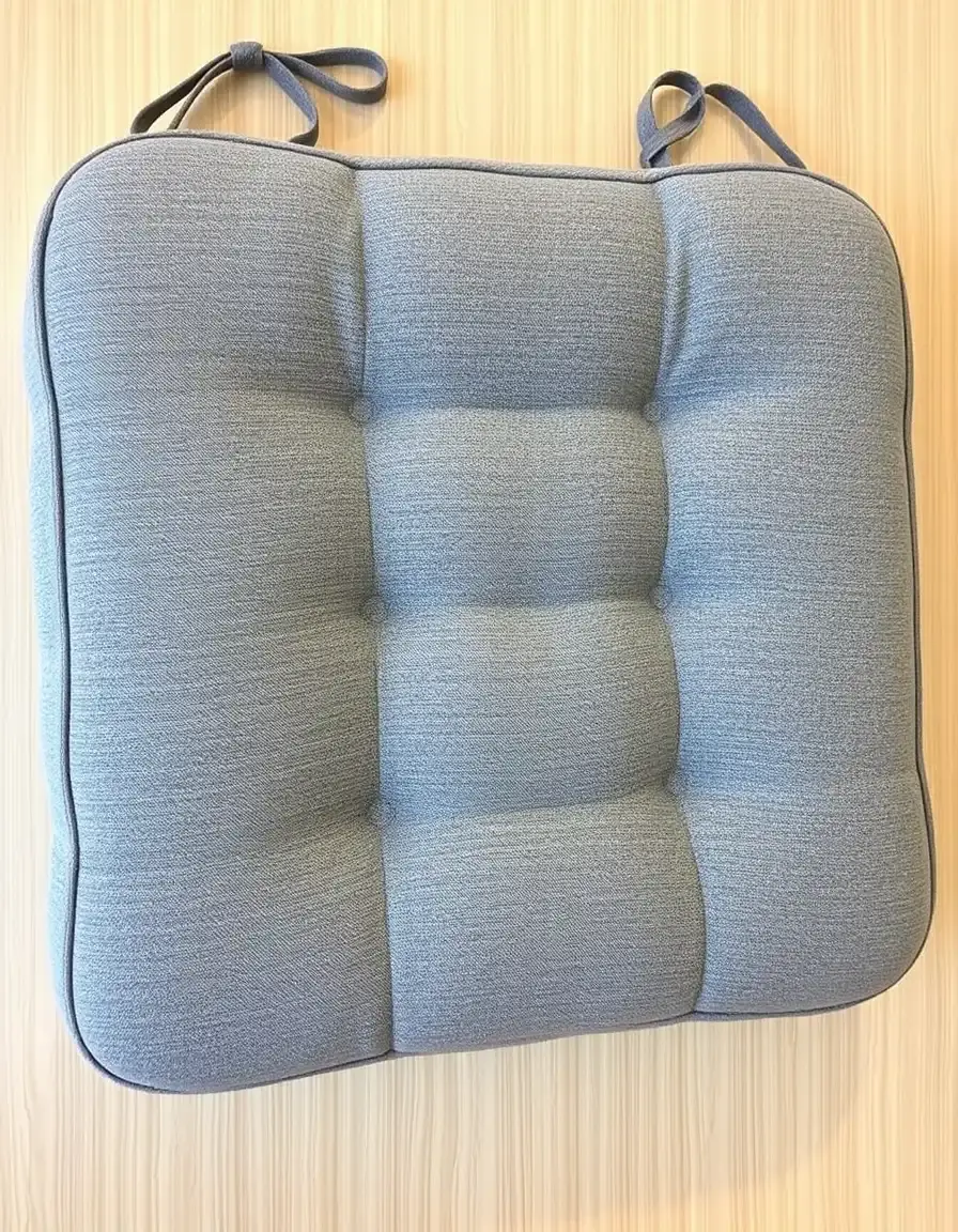 Seat Cushion Tie: cuscino grigio in memory foam con lacci per sedia da cucina