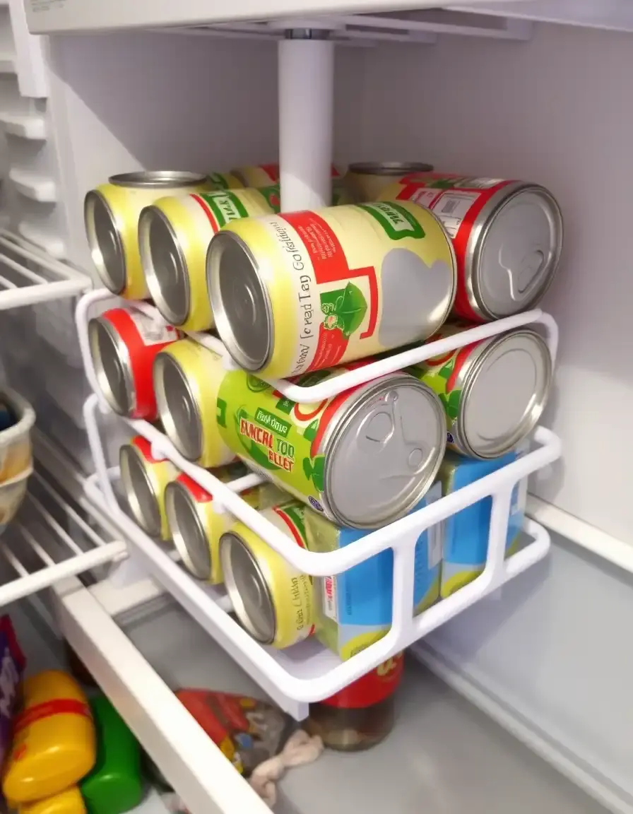 Dispenser rotolante per lattine da dispensa e frigorifero