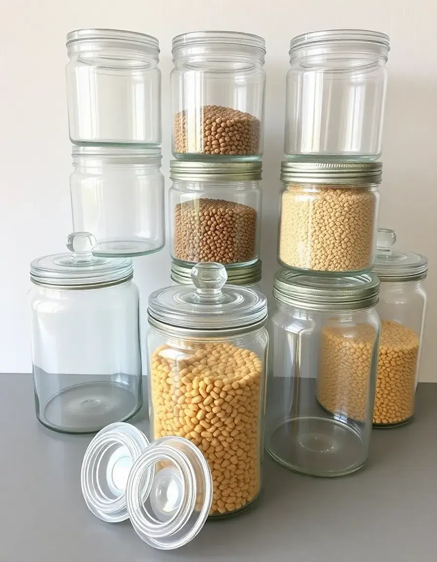 Set di 12 barattoli in vetro con chiusura ermetica per alimenti secchi