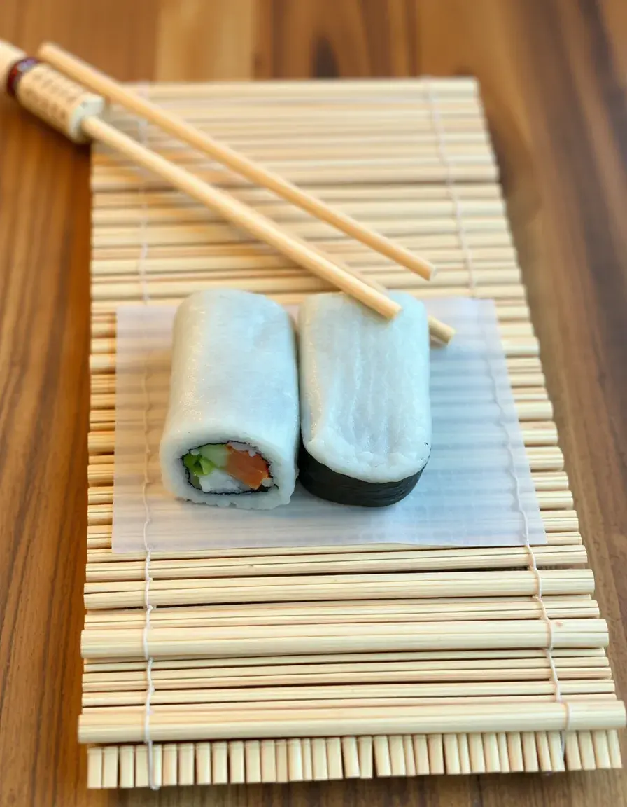 Tappetino in bambù per arrotolare il sushi con spatola