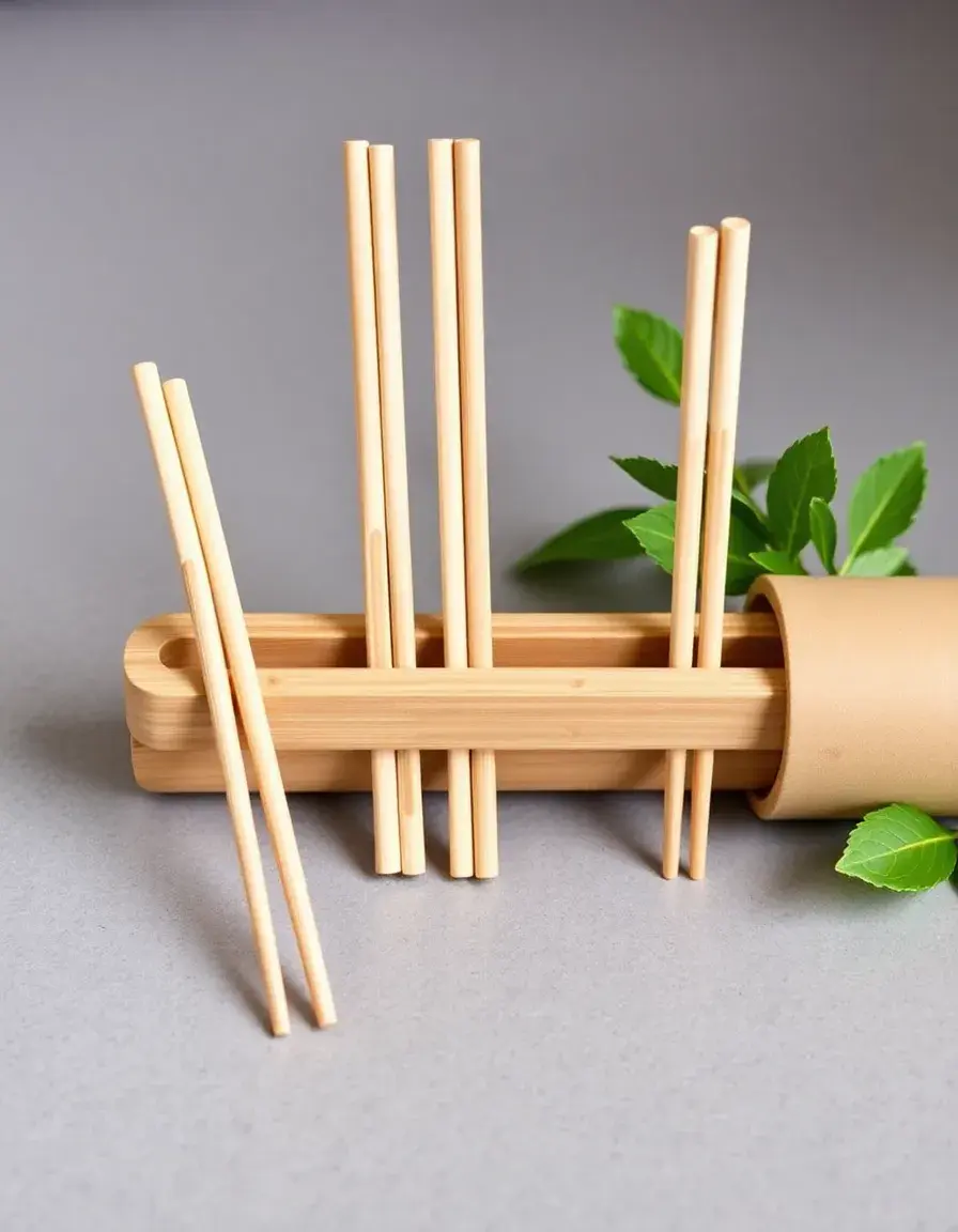 Set di 5 paia di bacchette in bambù naturale con poggia-bacchette