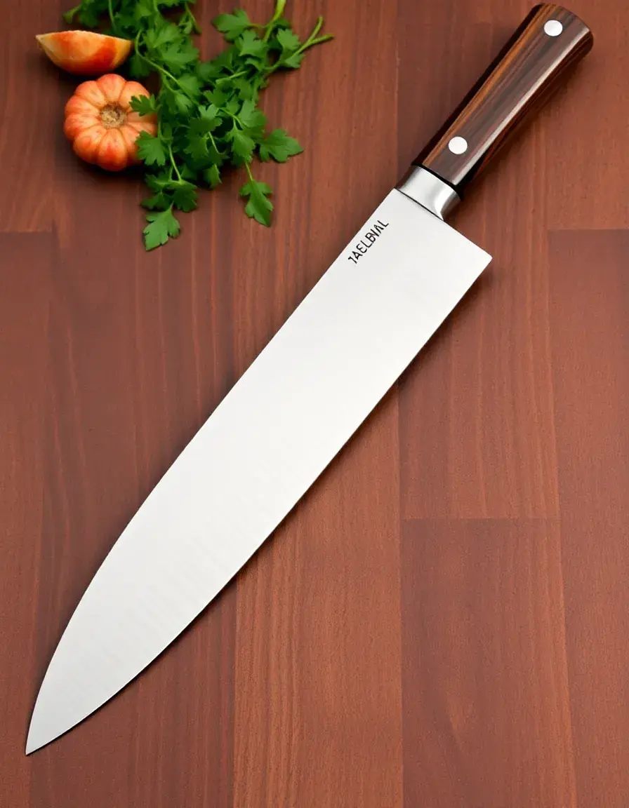 Coltello professionale lungo da sashimi con manico in legno