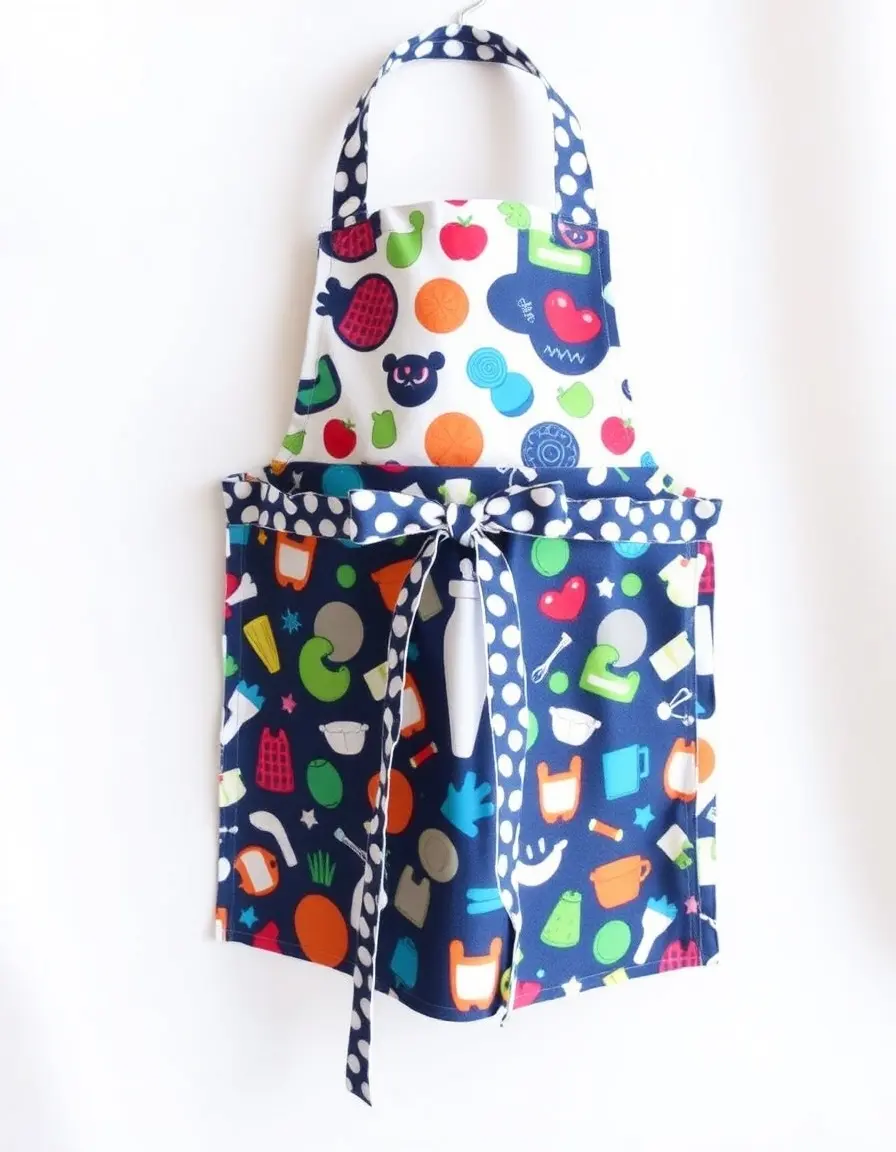 Grembiule cucina per bambini con fantasie colorate e lacci