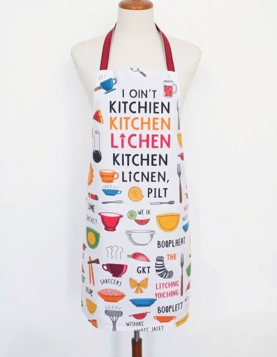 Grembiule cucina stampato con grafiche divertenti e colorate