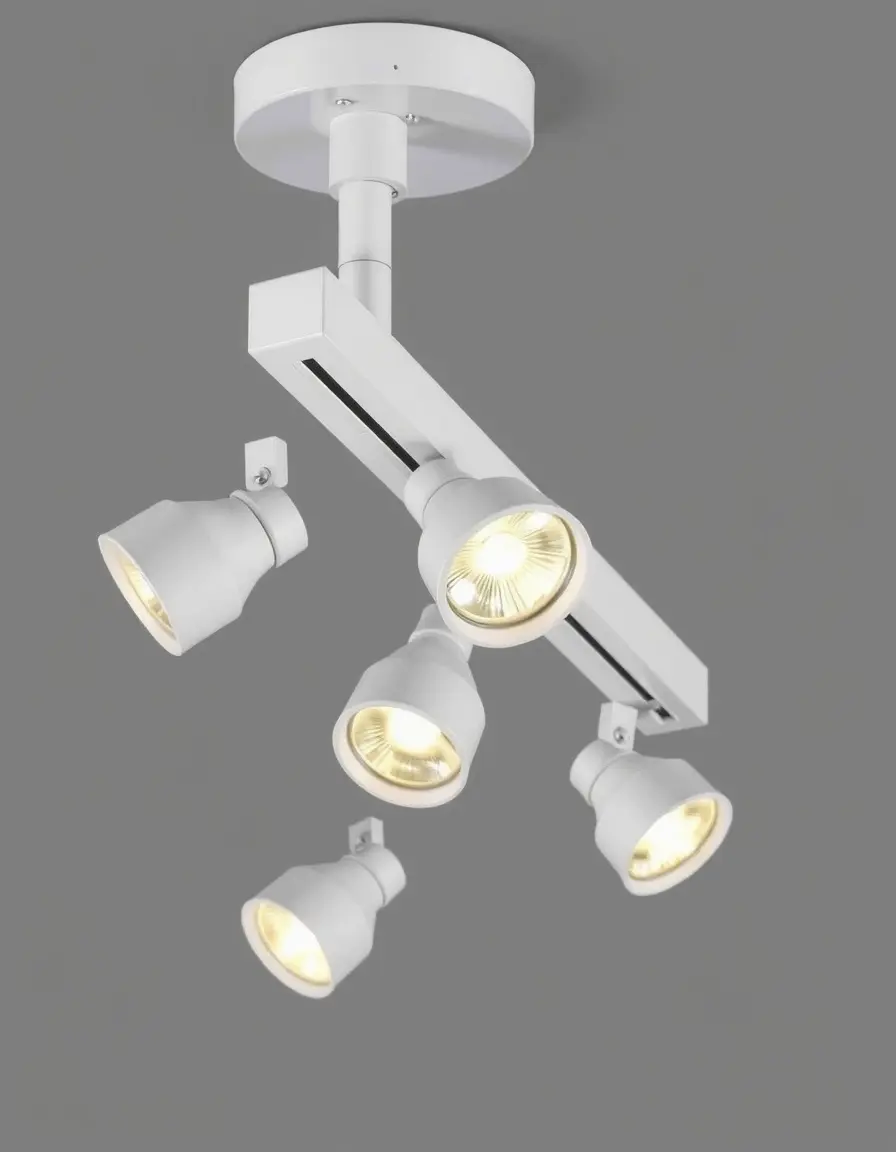 Kit di illuminazione a binario bianco con 4 teste regolabili per soffitto