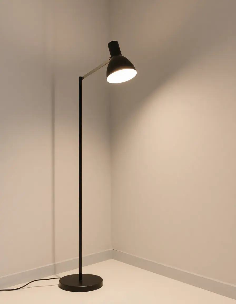 Lampada da terra regolabile in metallo nero per angoli cucina
