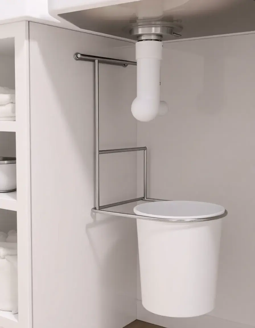 Porta pattumiera estraibile cromato per sottolavello