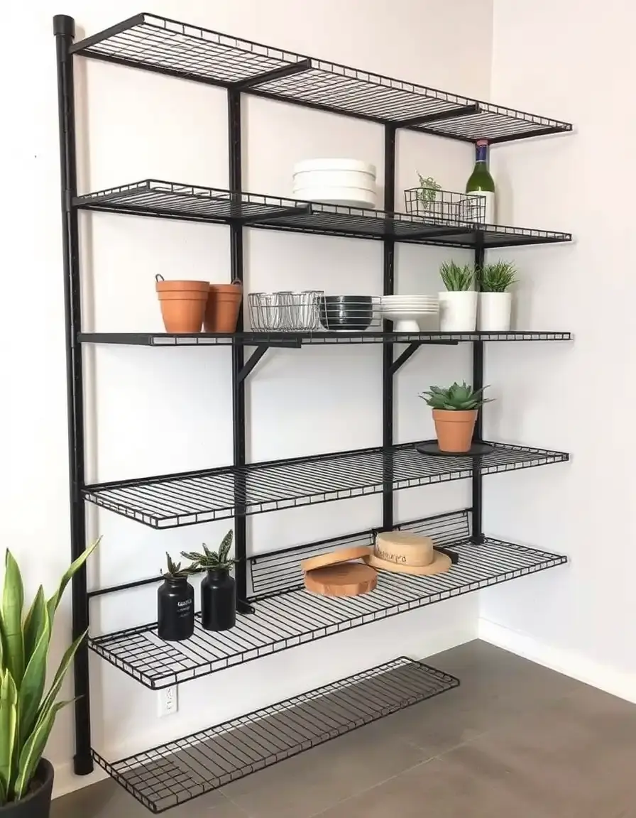 Mensola industriale in metallo nero per cucina