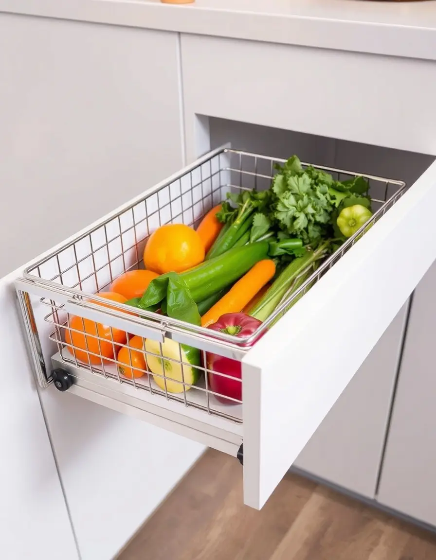 Cestello estraibile in metallo cromato per verdure e dispensa