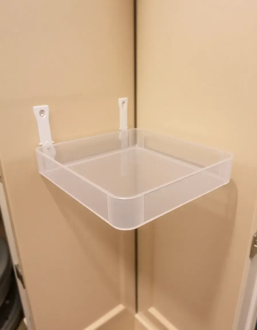 Vassoio regolabile in plastica trasparente per anta dispensa
