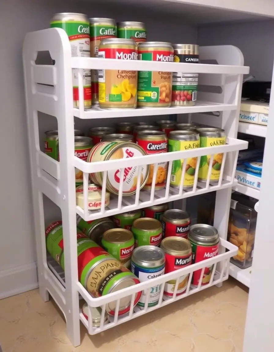 Organizzatore per lattine a livelli per dispensa