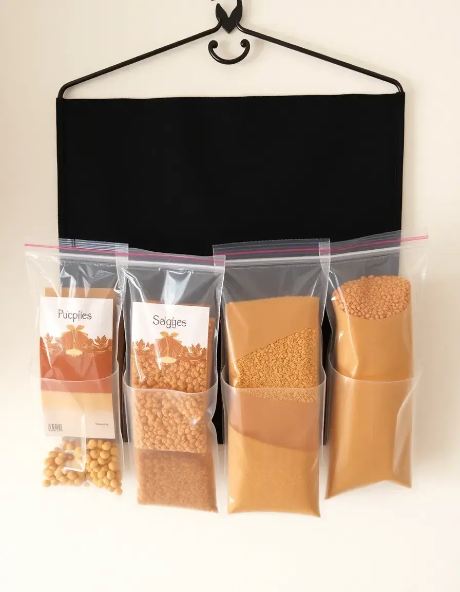 Organizzatore per bustine e spezie con tasche trasparenti