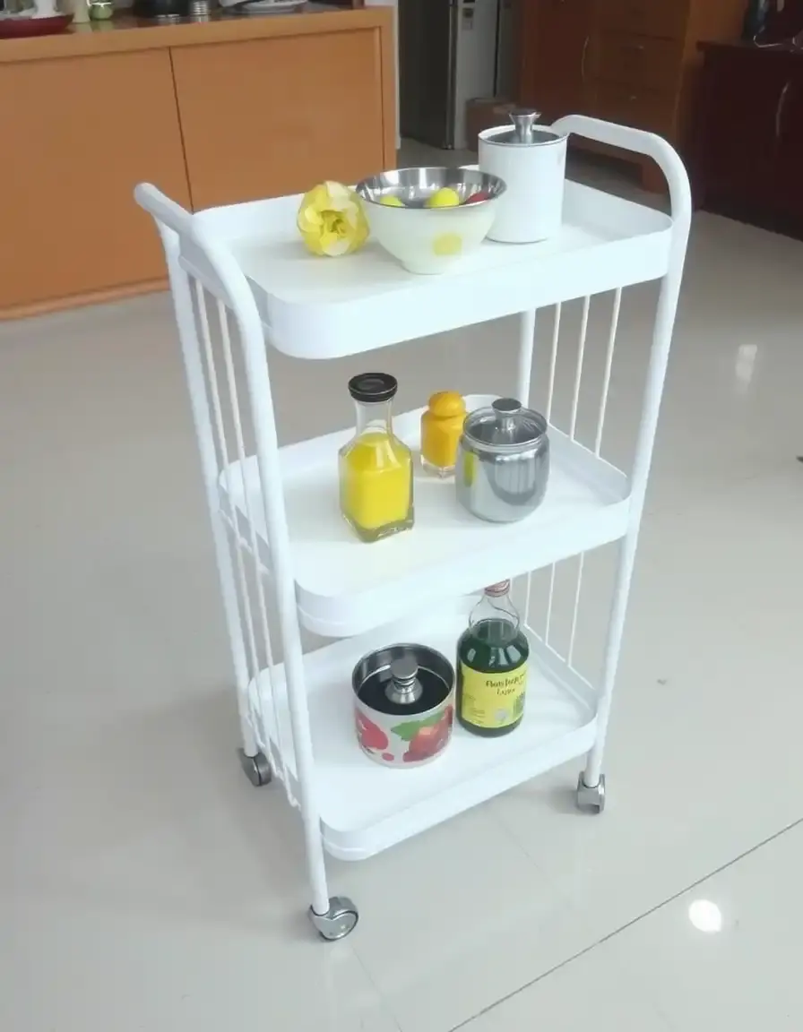 Carrello cucina a tre ripiani bianco mobile dispensa per cucina
