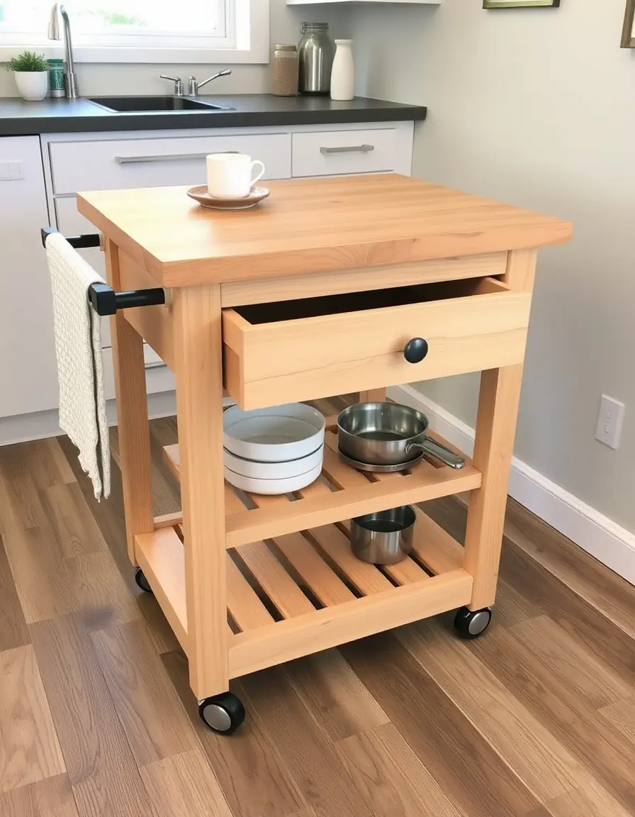 Piccola isola cucina mobile con cassetti in legno mobile dispensa per cucina